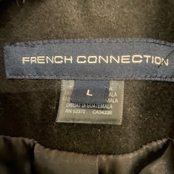 Vintage French Connection Wool Trench Coat with Faux Fur Collar & Cuffs - Picture 4 of 4